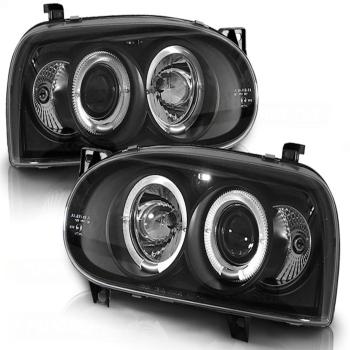 LED Angel Eyes Scheinwerfer für VW Golf 3 91-97 schwarz