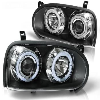 LED Angel Eyes Scheinwerfer für VW Golf 3 91-97 schwarz