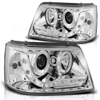 LED Tagfahrlicht Design Scheinwerfer für VW T5 03-09 chrom