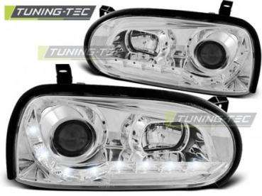 LED Tagfahrlicht Scheinwerfer für VW Golf 3 91-97 chrom