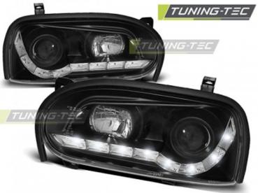 LED Tagfahrlicht Design Scheinwerfer für VW Golf 3 91-97 schwarz