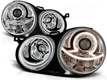 Scheinwerfer Angel Eyes für VW Polo 9N Bj. 01-05 Chrom