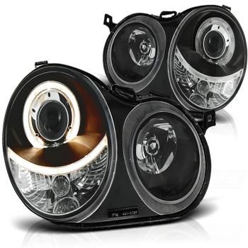 Scheinwerfer Angel Eyes für VW Polo 9N Bj. 01-05 Schwarz