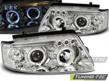 Scheinwerfer Angel Eyes für VW Passat 3B Bj. 96-00 Chrom