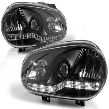 LED Tagfahrlicht Design Scheinwerfer für VW Golf 4 97-03 schwarz
