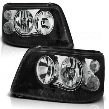 Doppellinsen Scheinwerfer Klarglas für VW T5 Bj. 03-09 Schwarz