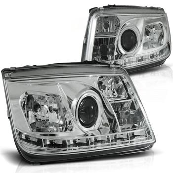 LED Tagfahrlicht Design Scheinwerfer für VW Bora 98-05 chrom