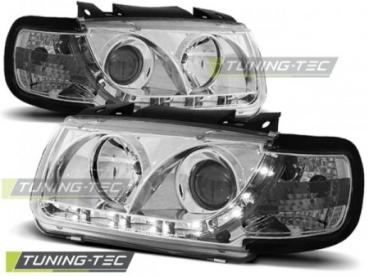 Scheinwerfer LED Tagfahrlicht Optik für VW Polo 6N Bj. 94-99 Chrom