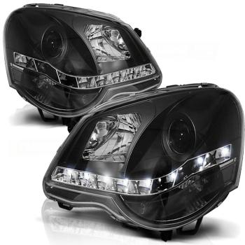 Scheinwerfer LED Tagfahrlicht Optik für VW Polo 9N3 Bj. 05-09 Schwarz
