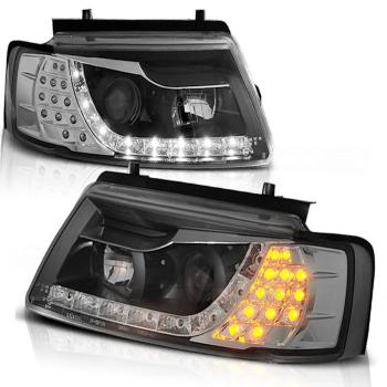Scheinwerfer Tagfahrlicht Optik für VW Passat 3B Bj. 96-00 Schwarz LED Blinker