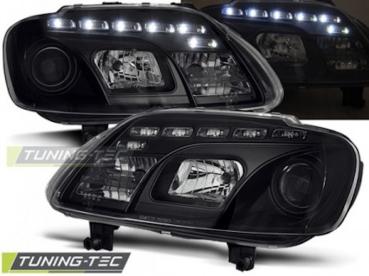 Scheinwerfer LED Tagfahrlicht Optik für VW Touran 1T / Caddy 3 (2K) Schwarz
