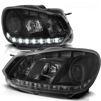 LED Tagfahrlicht Scheinwerfer für VW Golf 6 08-12 schwarz