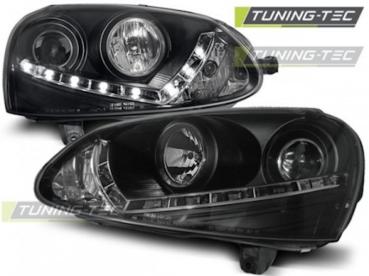 Scheinwerfer LED Tagfahrlicht Optik für VW Golf 5 Jetta 5 Bj. 03-10 Schwarz