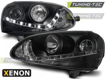 Xenon Scheinwerfer LED Tagfahrlicht Optik für VW Golf 5 Jetta 5  03-10 Schwarz