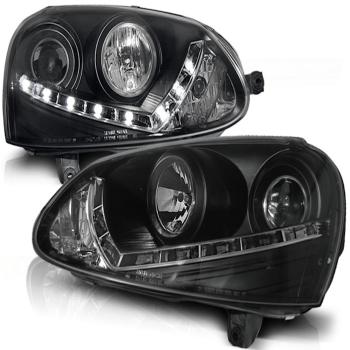 Xenon Scheinwerfer LED Tagfahrlicht Optik für VW Golf 5 Jetta 5  03-10 Schwarz