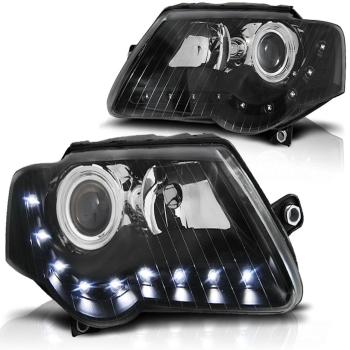Scheinwerfer LED Tagfahrlicht Optik für VW Passat 3C B6 Bj. 05-10 Schwarz