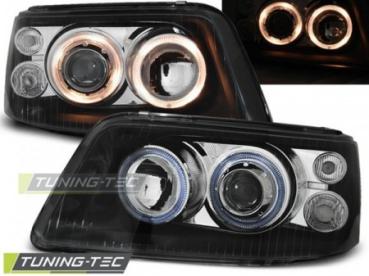 Scheinwerfer Angel Eyes für VW T5 Bj. 03-09 Schwarz