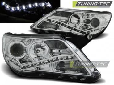 Scheinwerfer LED Tagfahrlicht Optik für VW Tiguan 5N Bj. 07-11 Chrom