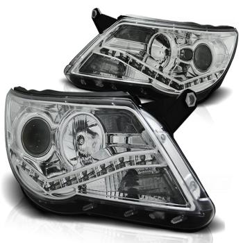 Scheinwerfer LED Tagfahrlicht Optik für VW Tiguan 5N Bj. 07-11 Chrom