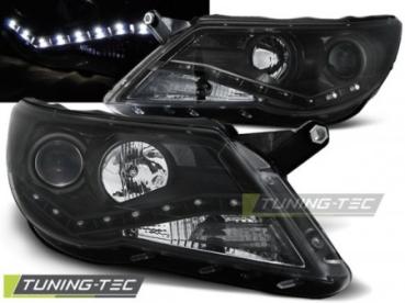 Scheinwerfer LED Tagfahrlicht Optik für VW Tiguan 5N Bj. 07-11 Schwarz
