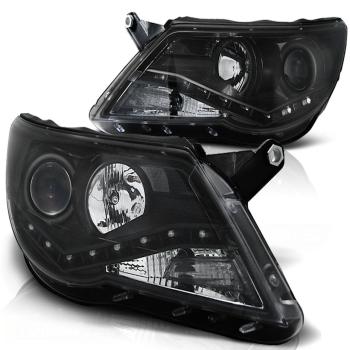 Scheinwerfer LED Tagfahrlicht Optik für VW Tiguan 5N Bj. 07-11 Schwarz