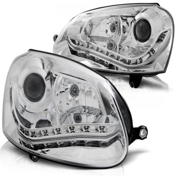 Scheinwerfer LED Tagfahrlicht Optik für VW Golf 5 Jetta 5 Bj. 03-10 Chrom