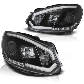 LED Tagfahrlicht Scheinwerfer für VW Golf 6 08-12 schwarz