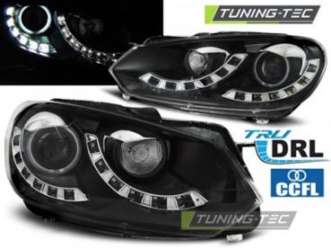 Scheinwerfer DRL LED Tagfahrlicht für VW Golf 6 Bj. 08-13 Schwarz Single DRL