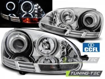 Scheinwerfer CCFL Angel Eyes für VW Golf 5 Jetta 5 Bj. 03-10 Chrom