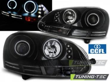 Scheinwerfer CCFL Angel Eyes für VW Golf 5 Jetta 5 Bj. 03-10 Schwarz