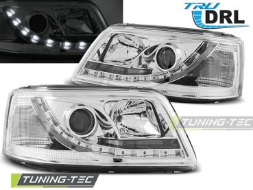 LED Tagfahrlicht Scheinwerfer für VW T5 03-09 chrom
