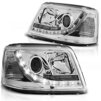LED Tagfahrlicht Scheinwerfer für VW T5 03-09 chrom