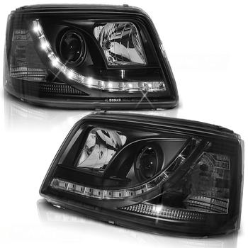 LED Tagfahrlicht Scheinwerfer für VW T5 03-09 schwarz