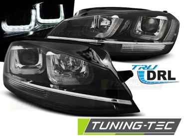 Scheinwerfer U-Tube LED Tagfahrlicht für VW Golf 7 Bj. 12-16 Schwarz Chrom
