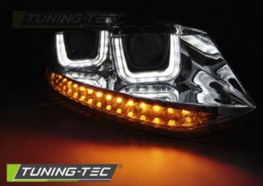 Scheinwerfer U-Tube LED Tagfahrlicht Optik für VW Polo 6R 6C Bj. 09-17 Chrom