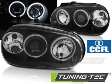Scheinwerfer CCFL Angel Eyes für VW Golf 4  97-03 Schwarz mit Nebelscheinwerfer