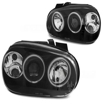 Scheinwerfer CCFL Angel Eyes für VW Golf 4  97-03 Schwarz mit Nebelscheinwerfer