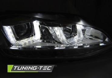 Scheinwerfer U-Tube LED Tagfahrlicht für VW Golf 7 12-16 Chrom mit LED Blinker
