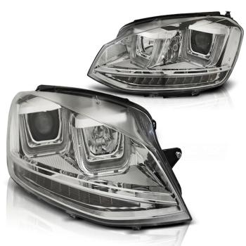 Scheinwerfer U-Tube LED Tagfahrlicht für VW Golf 7 12-16 Chrom mit LED Blinker
