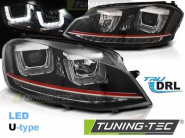 Scheinwerfer DRL LED Tagfahrlicht für VW Golf 7 12- Schwarz Rot mit LED Blinker