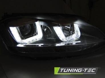 Scheinwerfer DRL LED Tagfahrlicht für VW Golf 7 12- Schwarz Rot mit LED Blinker