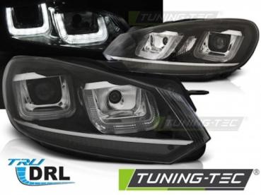 LED Tagfahrlicht Upgrade Scheinwerfer für VW Golf 6 08-12 schwarz / chrom