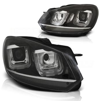 LED Tagfahrlicht Upgrade Scheinwerfer für VW Golf 6 08-12 schwarz / chrom