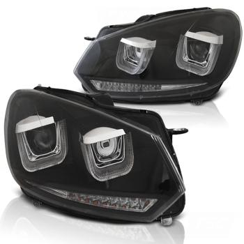 Scheinwerfer DRL LED Tagfahrlicht für VW Golf 6 08-13 Schwarz mit dynamischen Blinker