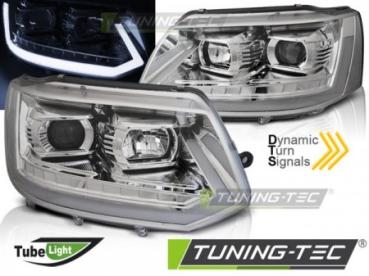 LED Tagfahrlicht Scheinwerfer für VW T5 GP 10-15 chrom mit dyn LED Blinker