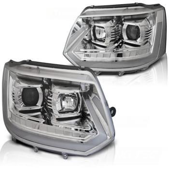 LED Tagfahrlicht Scheinwerfer für VW T5 GP 10-15 chrom mit dyn LED Blinker