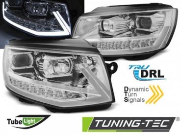 Scheinwerfer DRL LED Tagfahrlicht für VW T6 Bj. 15-19 Chrom mit dynamischen LED Blinker