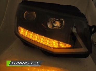 Scheinwerfer DRL LED Tagfahrlicht für VW T6 15-19 Schwarz mit dynamischen LED Blinker