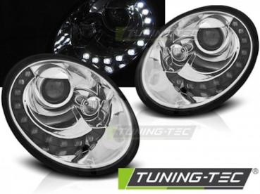 Scheinwerfer LED Tagfahrlicht Optik für VW New Beetle 9C Facelift 05-10 Chrom