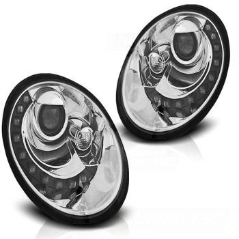 Scheinwerfer LED Tagfahrlicht Optik für VW New Beetle 9C Facelift 05-10 Chrom